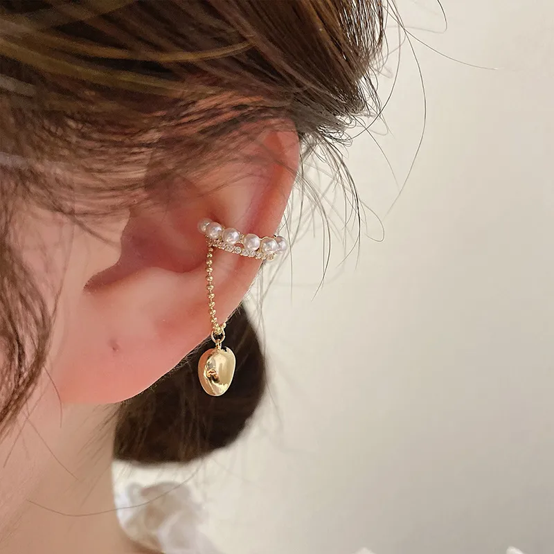 Wholesale 1 Piece 1 Pair Streetwear Heart Shape Plating Inlay Artificial Pearl Alloy Artificial Diamond Ear Clips