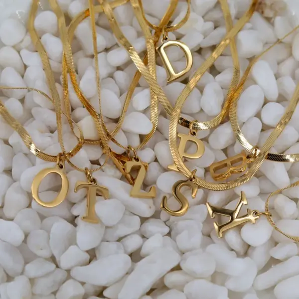 Real Gold Plated Letter 304 Stainless Steel Fashion Waterproof Non Tarnish Pendant Necklace