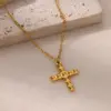 Wholesale Fashionable Stainless Steel Cross Pendant Necklace Hollow Heart Key Zircon Snake Jewelry Commuting Jewelry Turkish Devil's Eye Chain