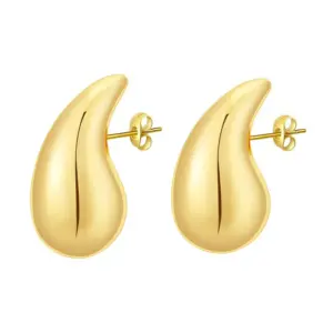Wholesale 1 Pair Simple Style Water Droplets Plating Stainless Steel 18k Gold Plated Ear Studs