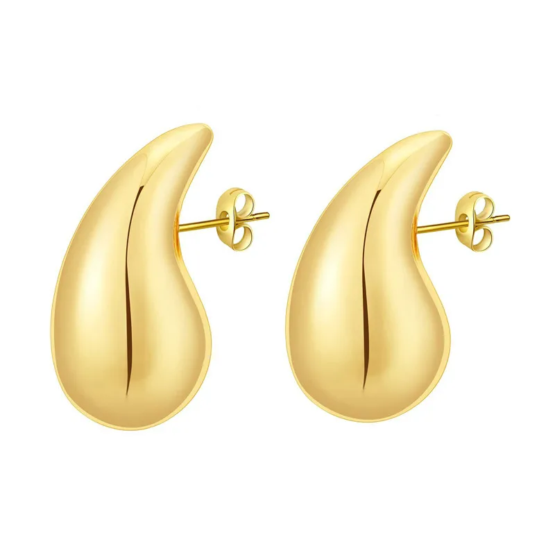 Wholesale 1 Pair Simple Style Water Droplets Plating Stainless Steel 18k Gold Plated Ear Studs