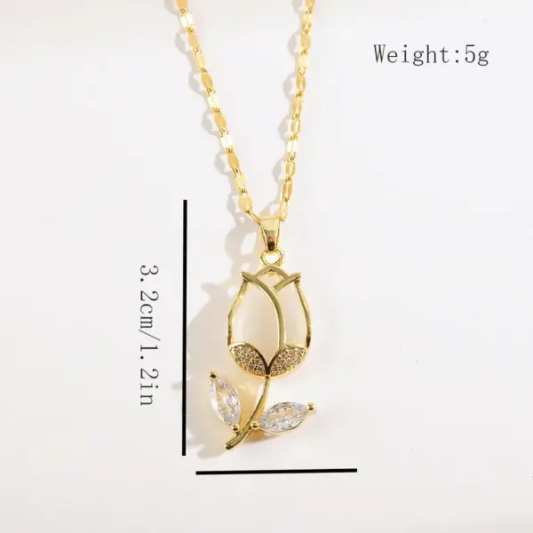 Wholesale Copper Flower Electroplating Rhinestones Copper Plated Simple Style Classic Style Plating Inlay Pendant Necklace