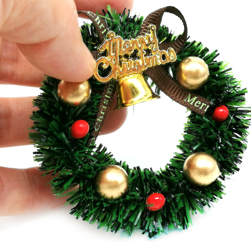 Wholesale 1:12 dollhouse aessories mini hardcover with Bell shiny Christmas garland model simulation Christmas scene