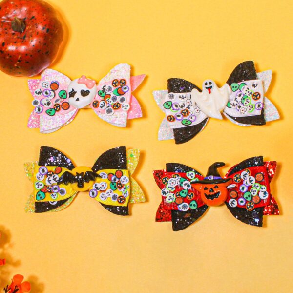Wholesale Halloween pumpkin ghost bat skull candy needle bow children's hair clip
