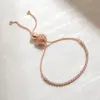 Wholesale Rose Gold Necklace Shiny Bracelet Light Luxury Fashion Gift Inlaid Luxurious Sweet Birthday Versatile Water Plated Copper Round Dot Oval Zircon