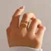 Wholesale Ion Plating (IP) 18K Gold Plated Geometric 304 Stainless Steel Vintage Style Simple Style Waterproof Non Tarnish Open Rings