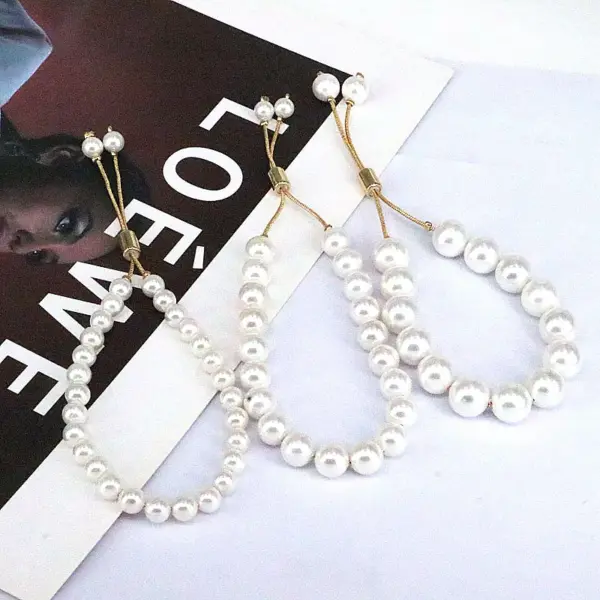 Fashion Round Freshwater Pearl Copper Beaded Gold Plated Bracelets