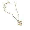 Real Gold Plated 304 Stainless Steel PVD Coated Zircon Heart Shape Waterproof Non Tarnish Fashion Pendant Necklace For Women'S