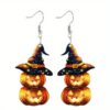 oly-509469f257c9f81514934bf998f453ea Wholesale Cross-border Halloween Carnival Party Demon Pumpkin Wizard Hat Acrylic Earrings Funny Personality Ghost Earrings