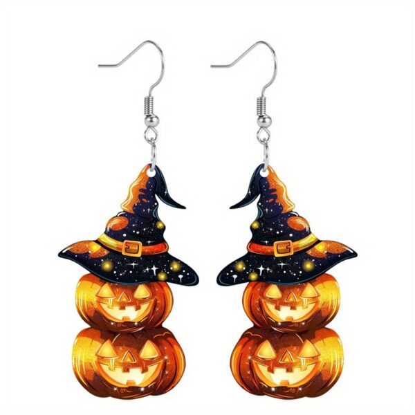 oly-509469f257c9f81514934bf998f453ea Wholesale Cross-border Halloween Carnival Party Demon Pumpkin Wizard Hat Acrylic Earrings Funny Personality Ghost Earrings