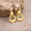 Wholesale 304 Stainless Steel Triangle Geometric Flower Electroplating Golden Plated Elegant Classic Style Ear Studs