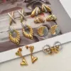 Wholesale Vintage Style Simple Style Geometric Heart Shape Mixed Metal 304 Stainless Steel 18K Gold Plated Ear Studs