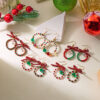 oly-509bdd4575b022ca3cbbdaf226d6d5c1 Wholesale Christmas Bow Rice Bead White Crystal Garland Earrings