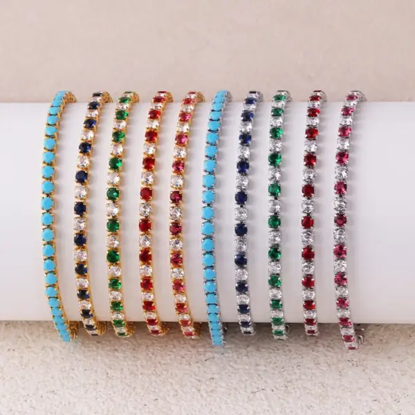 Wholesale Copper Inlay Solid Color Zircon Copper Necklaces