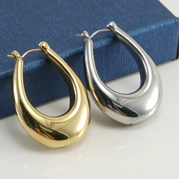Wholesale 1 Pair Simple Style U Shape Polishing 304 Stainless Steel 18K Gold Plated Stainless Steel Earrings