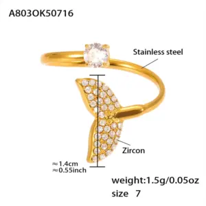 A803-Gold 5A Zircon Ring-7 / 7