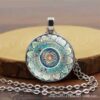 Wholesale European and American New Accessories, Mandala Yoga Time, Gemstone Necklace, Personalized Fashionable Glass Pendant, Versatile Necklace
