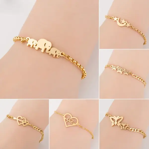 Wholesale Sweet Butterfly Titanium Steel Plating Bracelets