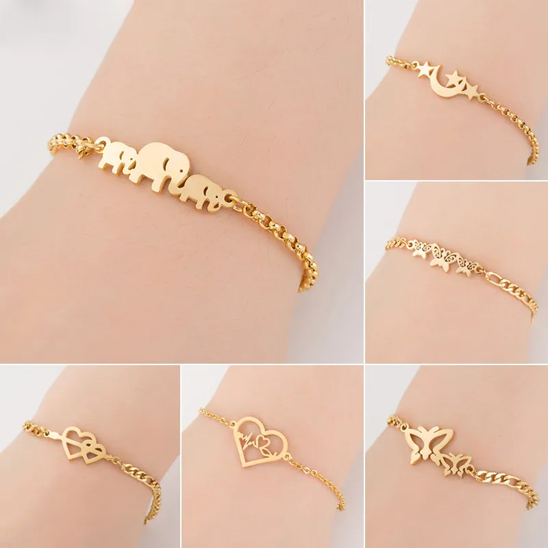 Wholesale Sweet Butterfly Titanium Steel Plating Bracelets