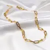 Wholesale PVD Coated 18K Gold Plated Geometric Stainless Steel Retro Simple Style 304 Stainless Steel Necklace