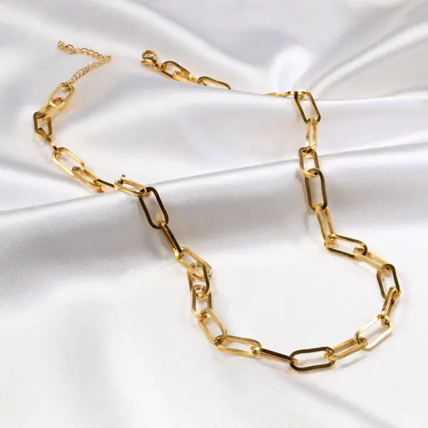 Wholesale PVD Coated 18K Gold Plated Geometric Stainless Steel Retro Simple Style 304 Stainless Steel Necklace