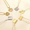 Wholesale Golden Plated 201 Stainless Steel Electroplated Zircon Envelope Heart Shape Cable Chain Pendant Necklace