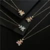 Fashion Copper Micro-inlaid Color Zirconium Turquoise Heart Bear Pendant Necklace