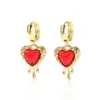 1 Pair IG Style Simple Style Heart Shape Inlay Copper Zircon 18K Gold Plated Drop Earrings