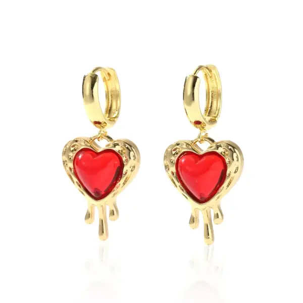 1 Pair IG Style Simple Style Heart Shape Inlay Copper Zircon 18K Gold Plated Drop Earrings