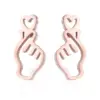 Wholesale PVD Coated 18K Gold Real Gold Plated Gesture Heart Shape 201 Stainless Steel Sweet Waterproof Non Tarnish Ear Studs