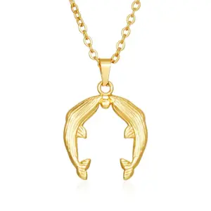 Double Dolphin Necklace Gold One MS-541