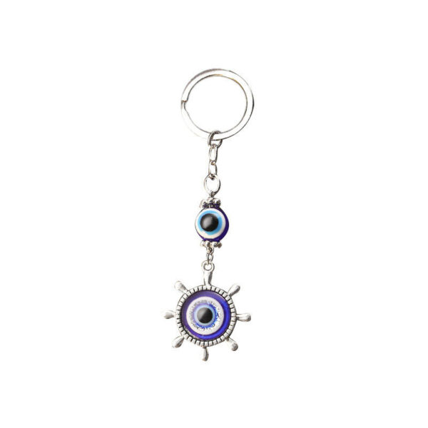 Wholesale Cross-border Explosions Devil's Eye Blue Eyes Keychain Retro Compass Moon Snowflake Pendant Backpack Pendant Accessories