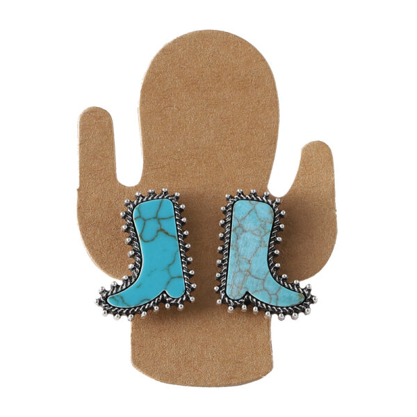 Wholesale Cross-Border Hot Selling Cactus Star Bull Head Heart Turquoise Earrings Necklace Set Simple Color Alloy Jewelry