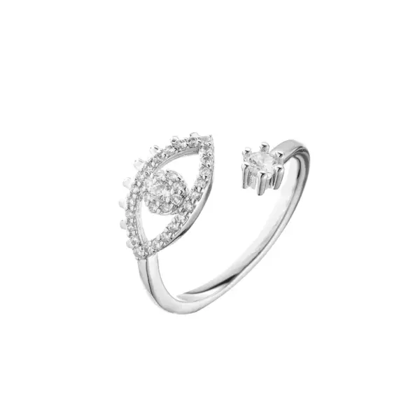 Wholesale Vintage Fashion Hollow Micro-inlaid Zircon Devil's Eye Open Copper Ring Wholesale Nihaojewelry