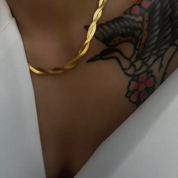 Wholesale 304 Stainless Steel 18K Gold Plated Rock Streetwear Plating Solid Color Choker