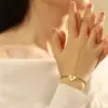 Wholesale Copper 18K Gold Plated Elegant Romantic Sweet Letter Heart Shape Inlay Zircon Bracelets