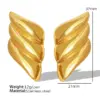 304 Stainless Steel Triangle Croissant Rhombus PVD Coated 18K Real Gold Plated 18K Gold Elegant Vintage Style Waterproof Non Tarnish Pleated Gold Silver Ear Studs