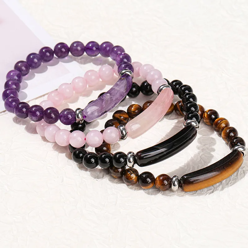 Wholesale Simple Style Geometric Stainless Steel Natural Stone lishing Bracelets