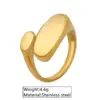 Wholesale Ion Plating (IP) 18K Gold Plated Geometric Rectangle 304 Stainless Steel Lady Novelty Streetwear Waterproof Non Tarnish Open Rings