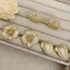 Wholesale 1 Pair Modern Style Classic Style Heart Shape Flower Inlay Copper Zircon 18K Gold Plated Ear Studs