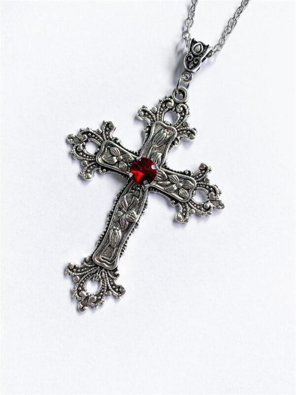 Wholesale Large Cross Pendant Jewelry Necklace Silver Tone Gothic Jewelry Fashion Charm Statement Women Gift
