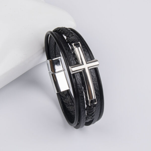 Wholesale Vintage alloy cross accessory magnet buckle leather bracelet