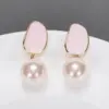 Wholesale 1 Pair Fashion Round Alloy Enamel Plating Inlay Pearl Women's Drop Earrings