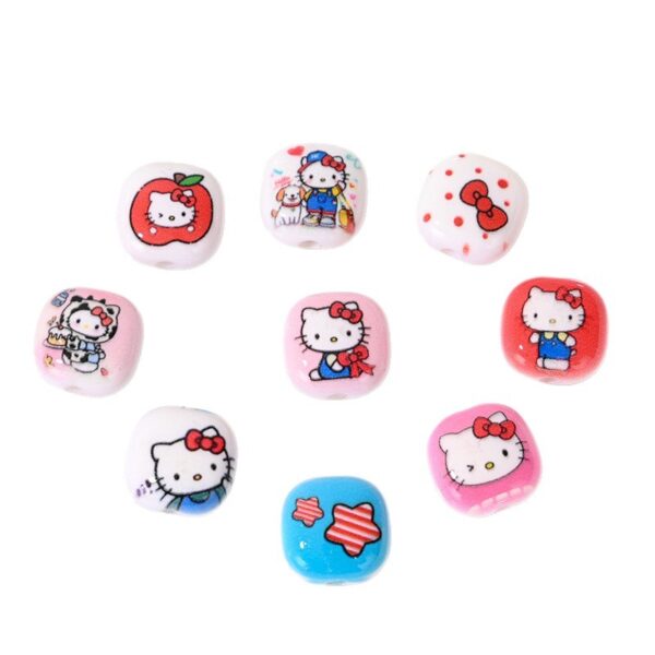 Wholesale 10pcs/pack Cartoon Printed Cat Steamed Bun Beads OLY Exclusive