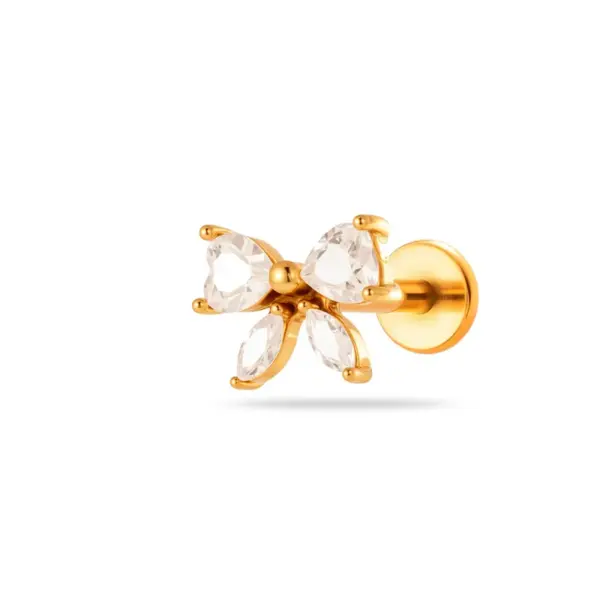 Wholesale Minimalist 316 Stainless Steel Internal Thread Micro Pave Zircon Fashion Spider Heart Lip Stud Ear Bone Stud Soft Cartilage Piercing Ear Jewelry