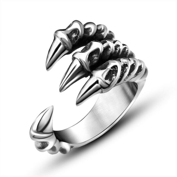 oly-510310212369ad1ed21762900fcfb4f6 Wholesale retro agon claw titanium steel ring personality men's sharp open ring casting jewelry SA804