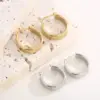 Wholesale PVD Coated 18K Gold Plated Solid Color Stainless Steel Retro Streetwear Waterproof Non Tarnish Hoop Earrings