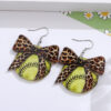 Wholesale Cross-border New Sports Style Baseball Softball Western Style Leopard Print Polo Dot Bow Pendant Earrings Acrylic Earrings