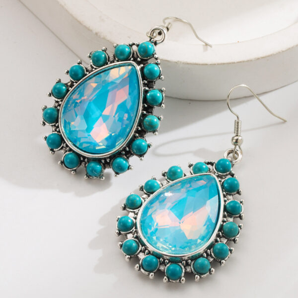 oly-5110ea8e3ae93abdff0a6f6b9557a4dc Wholesale Diamond-encrusted teardrop-patterned turquoise pendant earrings for women, unique vintage style, high-quality party earrings.