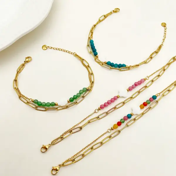 PVD Coated Real Gold Plated 14K Gold Flower 304 Stainless Steel Elegant Retro Waterproof Non Tarnish 304 Stainless Steel Bracelets